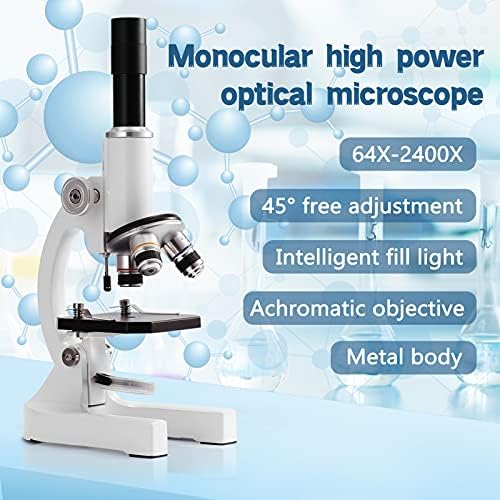 Microscópio óptico BZLSFHZ 64X-2400X Monocular Crianças Crianças Ciências Biologia Experimental Microscópio Presentes de Microscópio