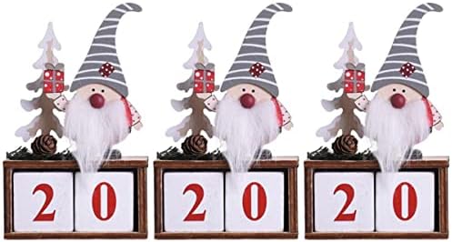 JoJofuny 3 sets Retro Fatuine House para bloco forma de madeira de madeira advento Calendário calendário Santa Supplies Decoration Center Gnome Tabletp Wood Gift Claus Christmasn