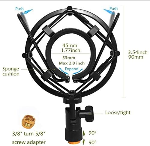 Montagem de choque de microfone com filtro POP, suspensão antivibração do microfone de monte de mascote de bônus para parafuso de parafuso