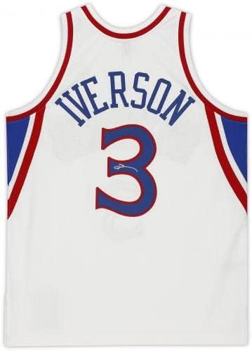 Allen Iverson Philadelphia 76ers autografou White 1996-97 Mitchell & Ness Authentic Jersey - camisas da NBA autografadas