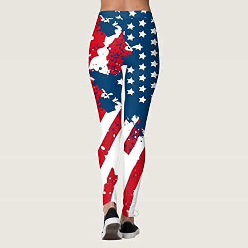 American Flag Patriótico Leggagem Mulher Controle Patriótico Estrelas listras Leggings alongamento levantando calças elásticas