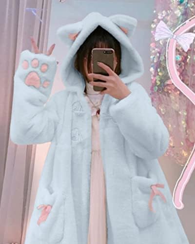 BZB kawaii anime fofo ouvidos de coelho encapuzados para mulheres doces adorável veludo lolita casaco quente jaqueta parka
