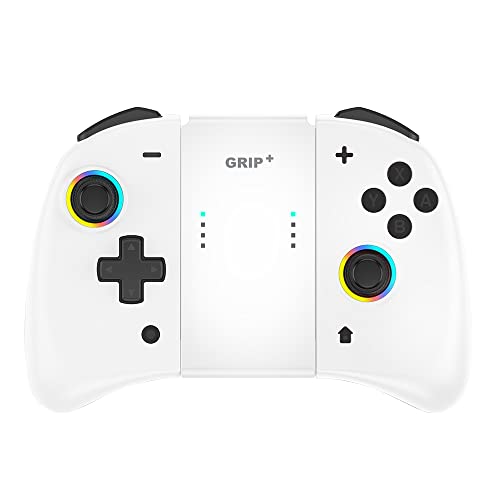 Gammac NS Joycon Grip mais botão analógico branco, botão de programa, botão do tigre, 8 cores LED
