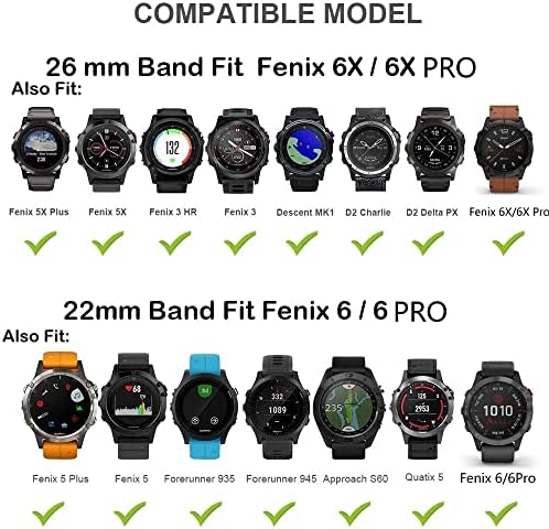 Sawidee 22 26mm Sport Silicone Watch Band Strap para Garmin Fenix ​​6x 6 Pro 5x 5 Plus Descent MK1 MK2 Tactix Delta