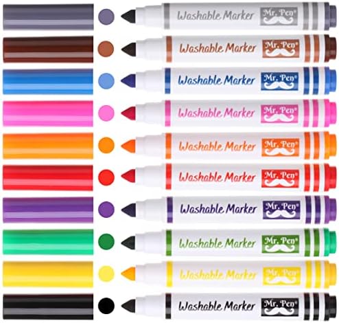 Sr. Marcadores laváveis ​​de caneta, 10 pacote, cores variadas, linha larga, marcadores laváveis ​​para crianças, marcadores laváveis