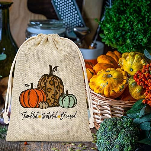 Sacos de presente de abóbora de outono, agradecimento agradecido sacolas abençoadas, decorações do dia de Ação de Graças,