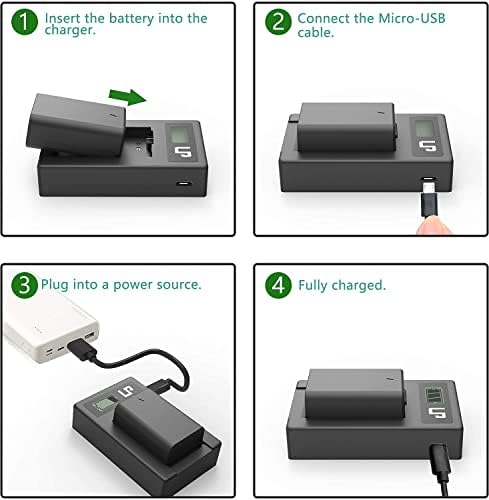 NP-FW50 Battery Charger, LCD Dual Charger Compatible with Sony Alpha A6000, A6400, A6100, A6300, A6500, A5100, A7, A7 II, A7R,