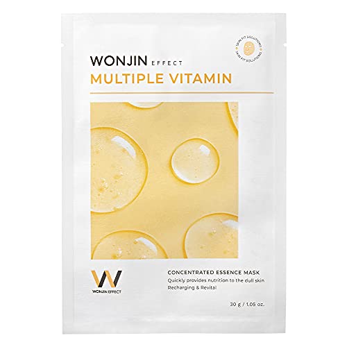 Máscara de vitamina múltipla do efeito Wonjin, máscara facial multivitamina contendo vitamina A, B, C, E - 14ea