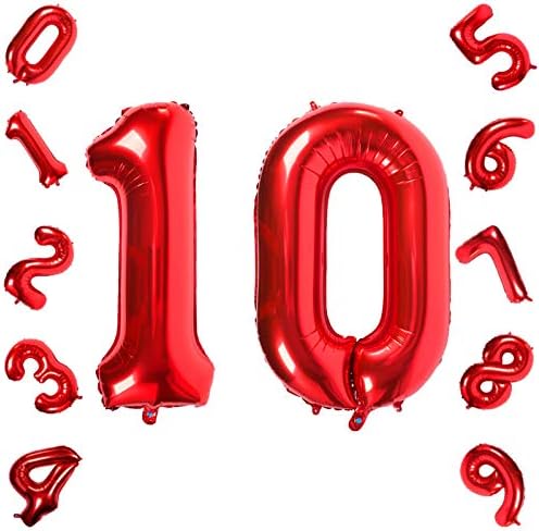 Balões de número 11 vermelho 11, número de aniversário de 40 polegadas decorações de festas de balão suprimentos de hélio Mylar Balloons Digital