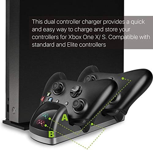 Nenhuma estação de carregamento de carregador de dock dual de logotipo + 2 bateria recarregável para o controlador Xbox One/S/X