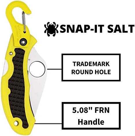 Faca de sal Spyderco Snap-It com lâmina de aço resistente à corrosão de 2,96 H-1 e alça de FRN leve/amarela Black/Amarelo-SpyderEdge-C26SYL