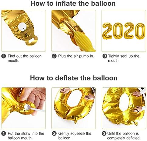 Worldoor 2020 Balões Graduação Ano Novo - Gold, 2020 FOIL Mylar Número - Abastecimento de festa de formatura 2020