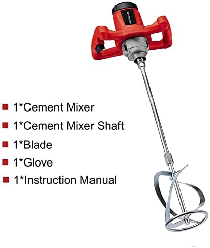 Mistor de cimento, misturador de concreto elétrico de 2100W, misturador de argamassa portátil com 6 velocidade ajustável, misturador de lama de 110V para misturar lama, cimento, argamassa, tinta, forragem