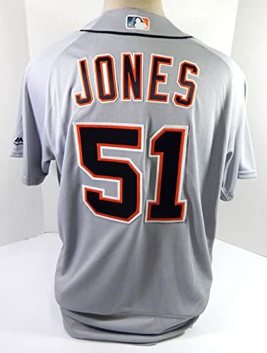 2018 Detroit Tigers Jones 51 Jogo emitido Grey Jersey 50 DP38997 - Jerseys MLB usada para jogo MLB