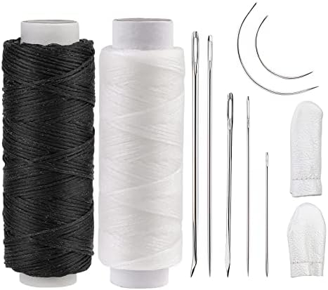Pnytty encerada, 110 jardas de nylon fios para costurar com 7 PCs de couro de costura, perfeitos para tapetes, tela, estofamento e couro