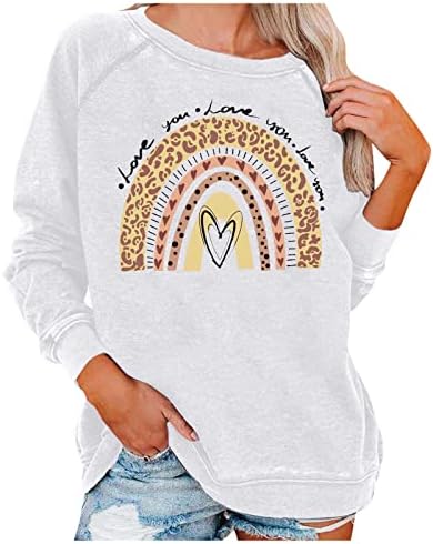 Jjhaevdy feminino fofo amor impressão de coração tops pullovers gráficos felizes camisas do dia dos namorados