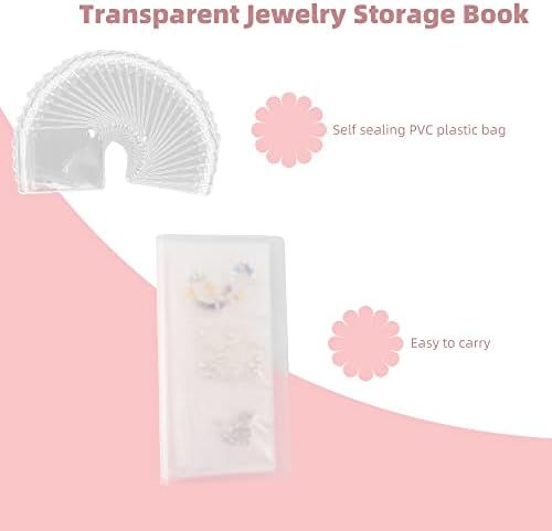 VIOCIWUO Livro de armazenamento de jóias transparentes 1pcs, álbum de organizador de jóias com bolsa de zíper em PVC