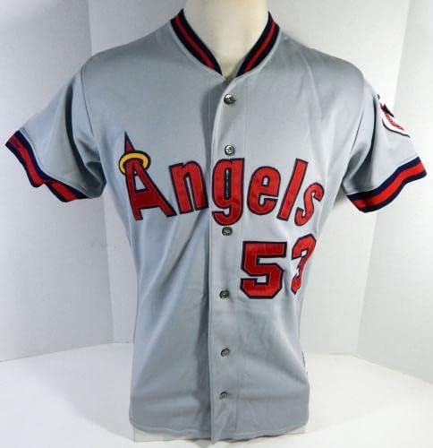 1991 California Angels Marcel Lachemann #53 Game usado Jersey Grey 375 - Jerseys MLB usada para MLB usada