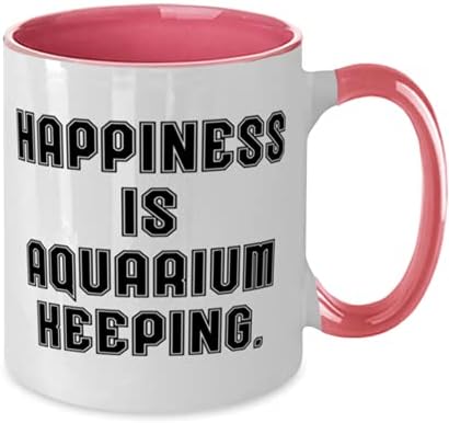 A felicidade é a manutenção do aquário. Caneca de dois tons de 11 onças, copo de manutenção de aquário, inspirador para manutenção de aquário