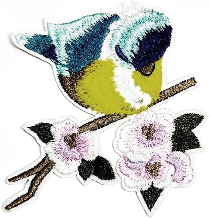 Kleenplus 2pcs. Pássaro lindas flores remendo pássaros fofos de desenho animado ferro em remendo apliques bordados costura em