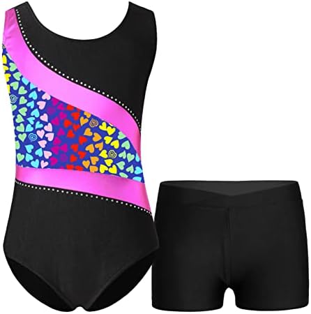 Zdhoor Kids Girls Athletic Athletic Dance Bodysuit de malha de ginástica sem mangas Conjunto