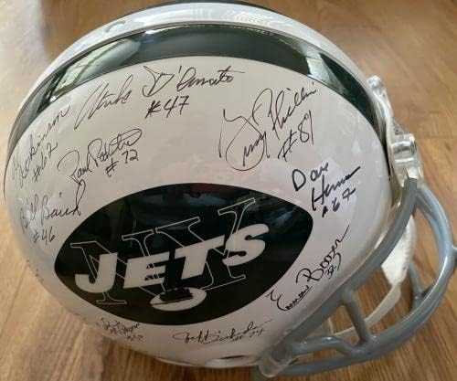 1968 1969 New York Jets Super Bowl 3 Team assinou o capacete Joe Namath Steiner - capacetes autografados da NFL