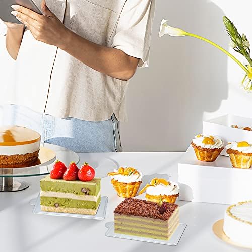 Retângulo de tábuas de bolo 200pcs, sliver mousse cupcake bolo de papel bolo de papel placas de sobremesa para decoração de pastelaria