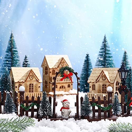 5 PCs Vila de Natal Cercas decorativas portão de entrada Feliz Christmas Christmas Tree Picket Fence Snow Acessórios