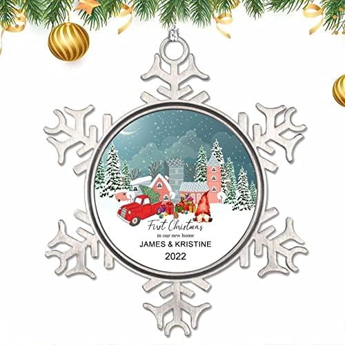 Pewter Snowflake Ornamentos Primeiro nome de Natal Nome personalizado Ornamento personalizado metal exclusivo Ornamento de neve