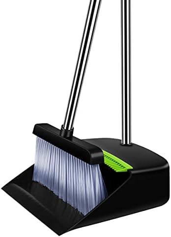 Flybanboo Broom and Dustpan, Dustpan e Broom Set, Long Handle Broom Conjunto pode ser usado na combinação de vassoura de lobby da