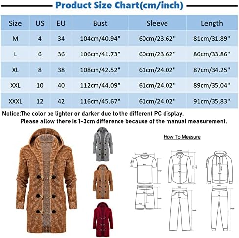 Casaco de cardigã de knit xxbr para masculino, inverno de botão frontal de túnica com capuz com capuz de jaquetas de malha