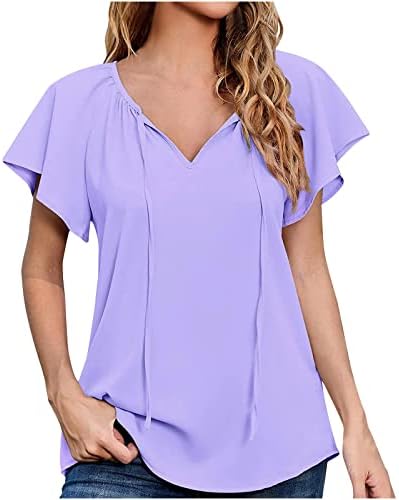 Camiseta feminina manga curta vneck brunch peplum rasgado camiseta de blusa lisada angustiada para mulheres de verão