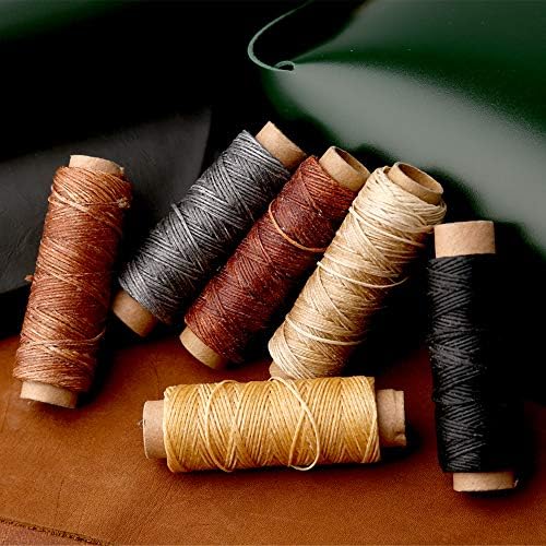 Kit de costura artesanal de couro Reparo de couro Kit de costura com 6 cores Costeto Custom Frea encerada A agulhas de