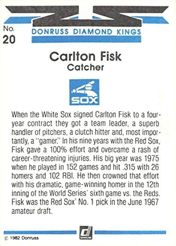 1982 Donruss Baseball 20 Carlton Fisk Chicago White Sox DILO