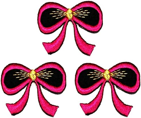Kleenplus 3pcs. Black Pink Bow Patch Crafts Artes Reparo Reparo CURO NOT BOLO