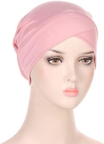 4pcs de cor sólida hijab interna Caps de testa muçulmana Cruz Turban Stretch Hijab para mulheres lenço de cabeça sob hijab