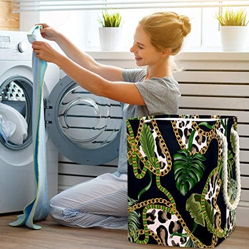 NDKMEHFOJ Correias e folhas tropicais cestas de lavanderia cestas de roupas sujas à prova d'am