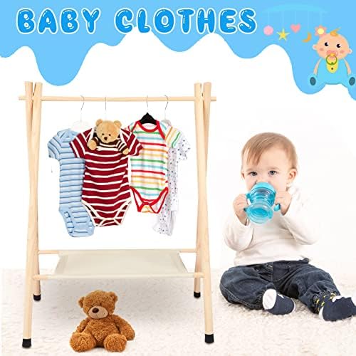 Rack de roupas infantis de 2 PCs 2 tamanho 20,5 x 11,8 x 29,5 e 31,5 x 13,8 x 31,5 roupas de bebê vestindo vestido de madeira organizador