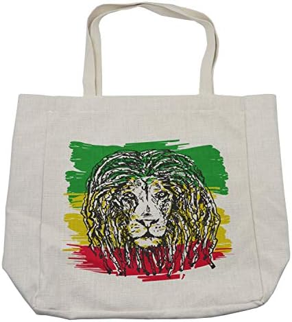 Bolsa de compras de Ambesonne Rasta, cenário Grunge Grunge, estilo de cabelo da Cultura Etiópia, bolsa reutilizável