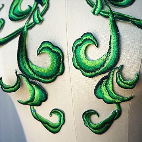 Uxzdx 2pcs tecido verde apliques costure ferro em remendos colarinho bordado para vestido de noiva vestido de vestuário
