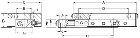 Del -Tron Precision, Inc. 44 mm x 203 mm, deslocamento de 150 mm, conjuntos de slides de rolo cruzados - Métrica