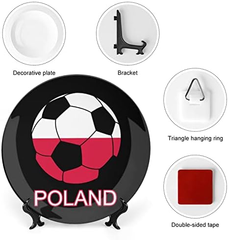 Polônia Soccer osso China Placas decorativas Placas de cerâmica Craft With Display Stand for Home Office Wall Decoration