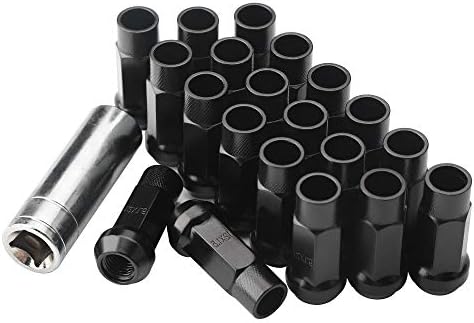 20pcs preto m12x1.5 abertura de bolota de extremidade aberta porcas de bolota - 60 assento cônico - 48 mm de altura, porcas de terminal