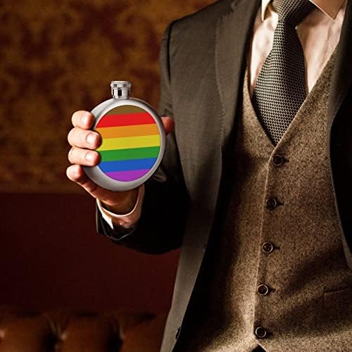 Bandeira gay de arco -íris Flask LGBT Liquor com tampa 5 onças de uísque de aço quadril balas