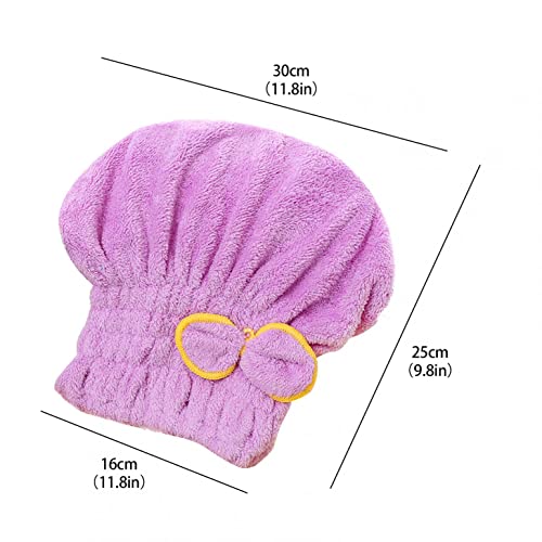 Toalha de secagem de cabelo com lã de coral elástico, secagem rápida no lenço da cabeça para mulheres para cabelos
