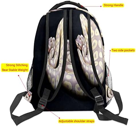 Kioplyet Ball Python Snake College Bookbag Bag Backpack Backpack Viagem Caminhando Daypack Saco de fraldas grandes para