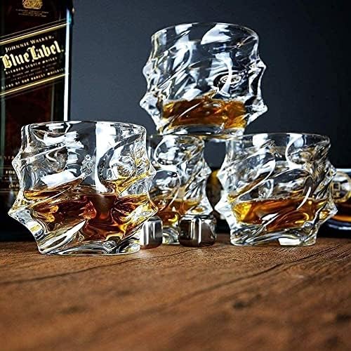 Decanter Conjunto de uísque Decanter Decanter Whisky Glasses de 4 Tumblers de uísque Ultra Clarity Vidro antiquado, copos de cristal para beber bourbon, coquetéis, vodka, 330ml Decanter Perfeito