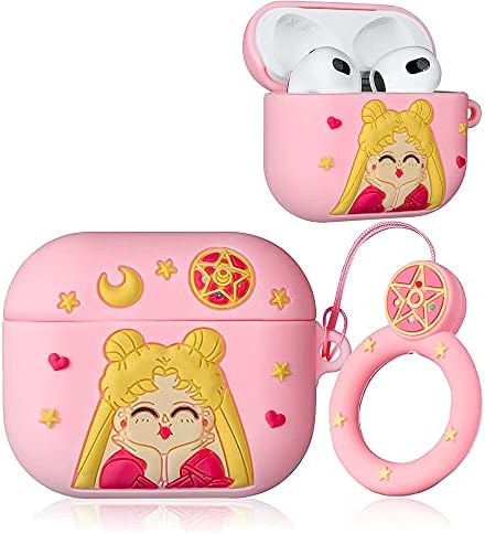 Tanmay para AirPods 3 Caso de 3ª Geração, Cute Pink Sailor Moon Lovely Desenho exclusivo para AirPod 3 Soft Silicone Capa