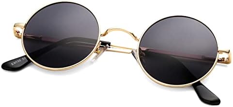 Óculos de sol redondos e redondos para homens, mulheres círculos retro tons de metal hippie sunglasses uv400