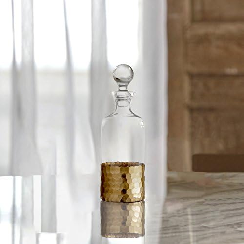Fitz & Floyd Decanter de uísque decorativo conjunto com copo superior para vinho, bourbon, conhaque, licor, 5 peças, cobre Daphne